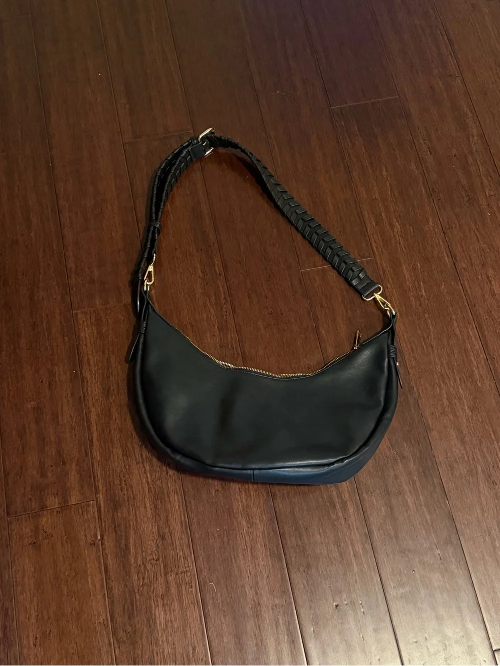 Black Jules Kae Vegan Leather Crescent Shoulder Bag